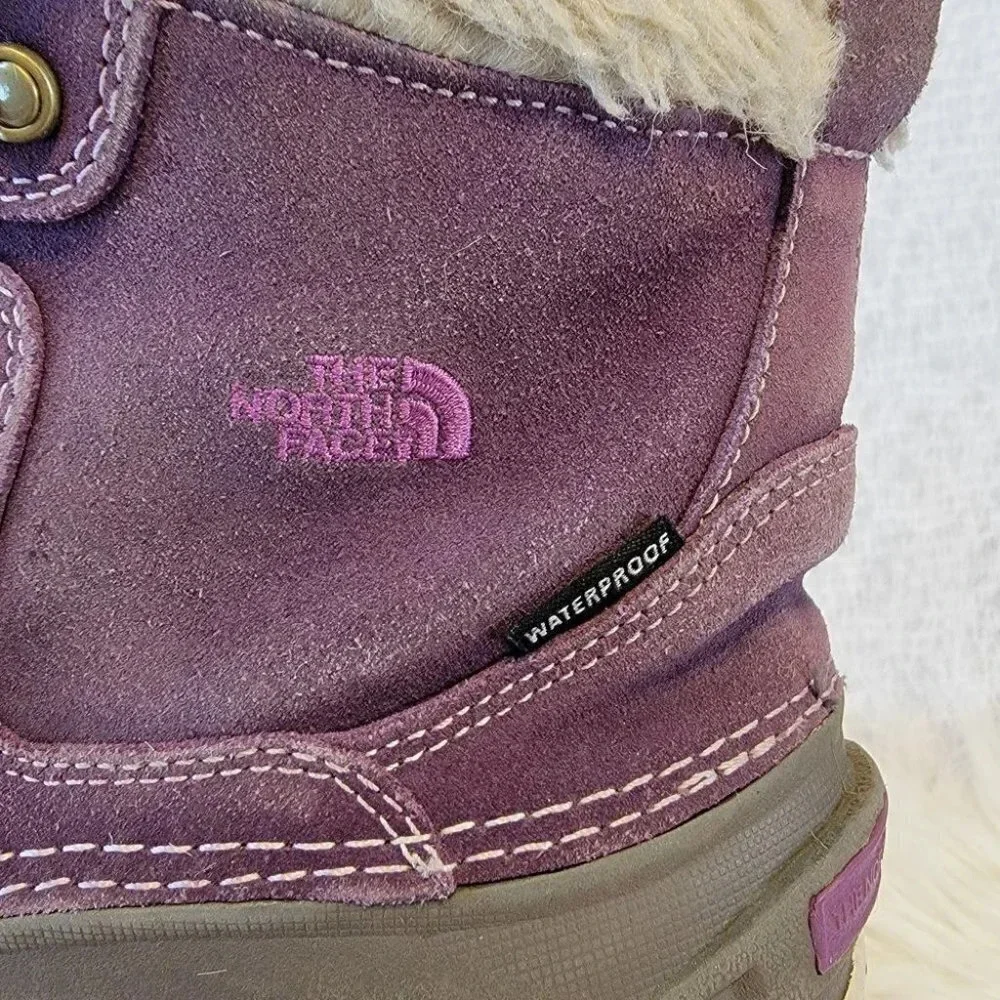 The‎ NORTH FACE Girls Purple Water Proof Suede Snow Winter Boots Youth Sz 2